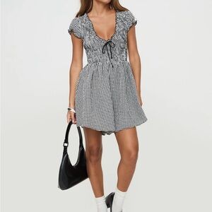 Princess Polly Wescott Gingham Playsuit Black / White Petite - US 6
